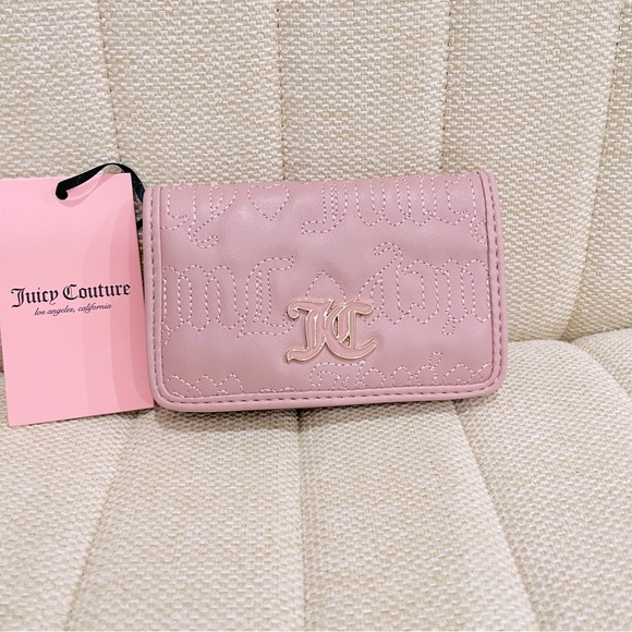 Juicy Couture Handbags - NEW Juicy Couture Pink Quilted Logo Bifold Wallet JC Monogram NWT
